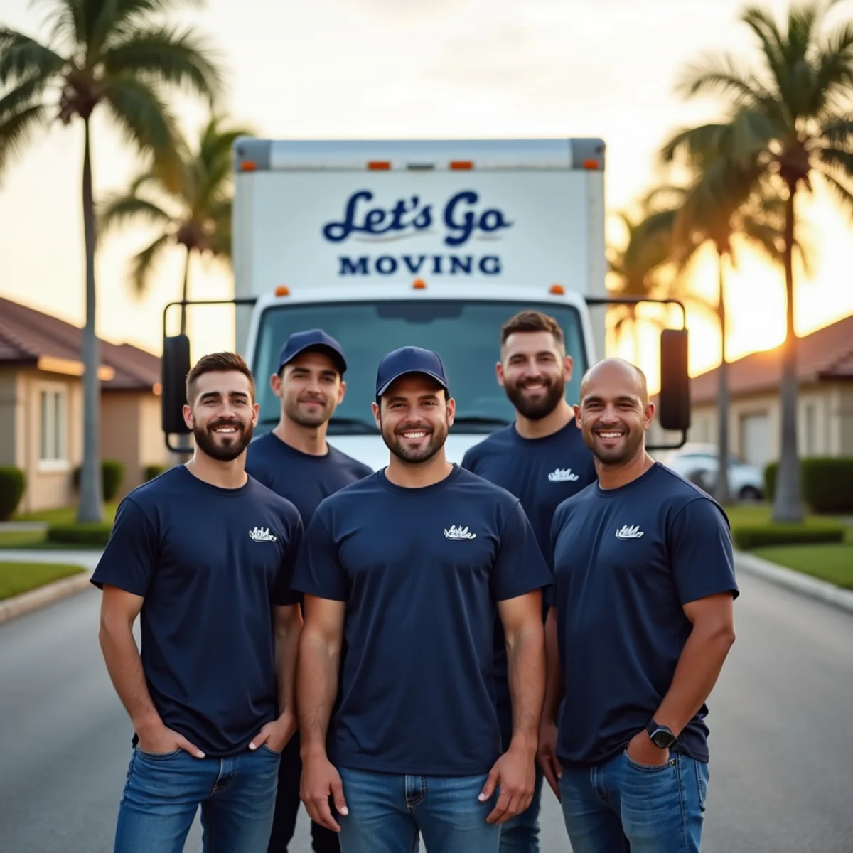 Let's Go Moving crew standing with their branded moving truck in North Lauderdale, FL