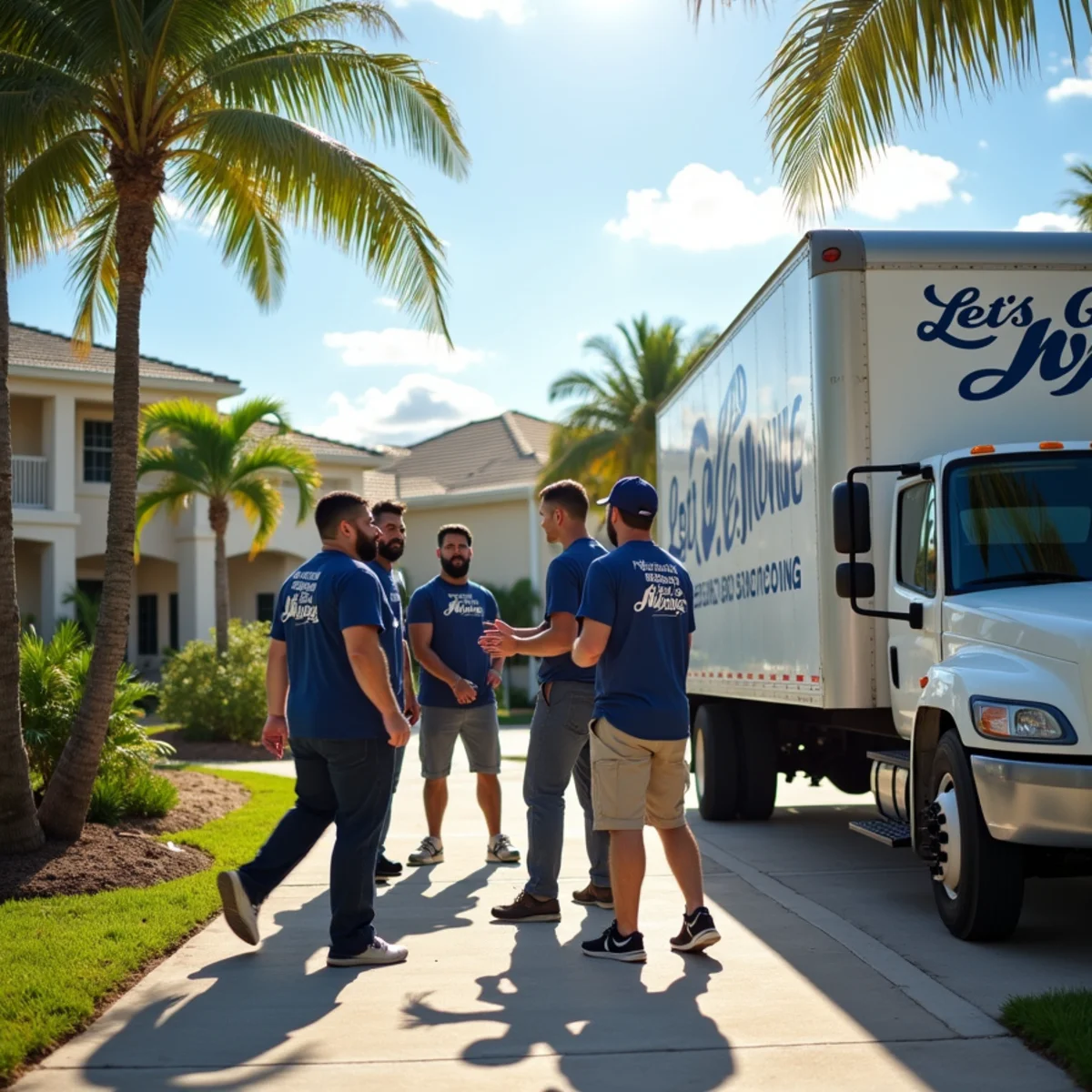 Let's Go Moving crew coordinating gate access for a move in Coconut Creek, FL